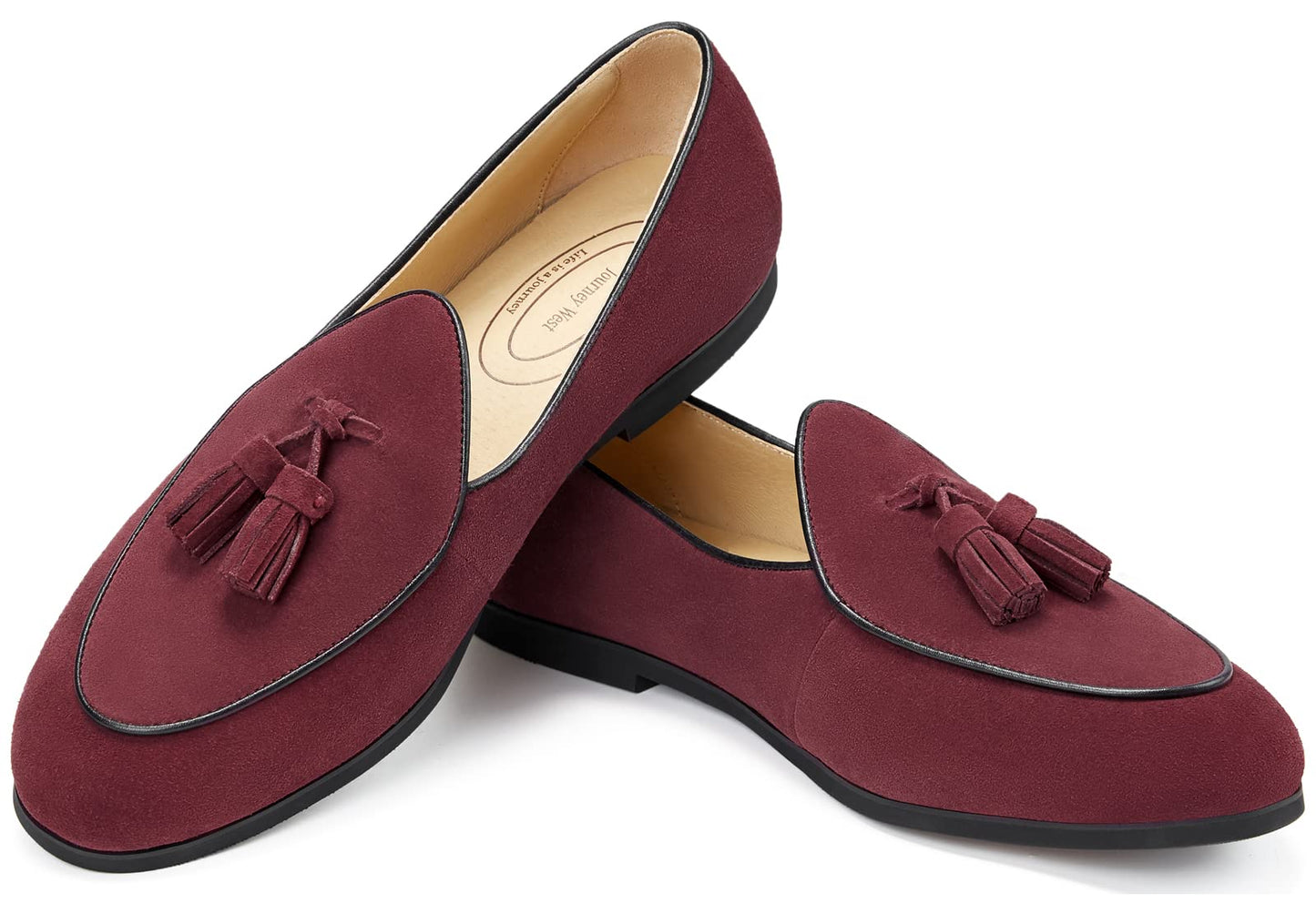 Journey West Suede Tassel Loafer for Women Slip-on Belgian Penny Loafers Shoes for Women in Many Colors