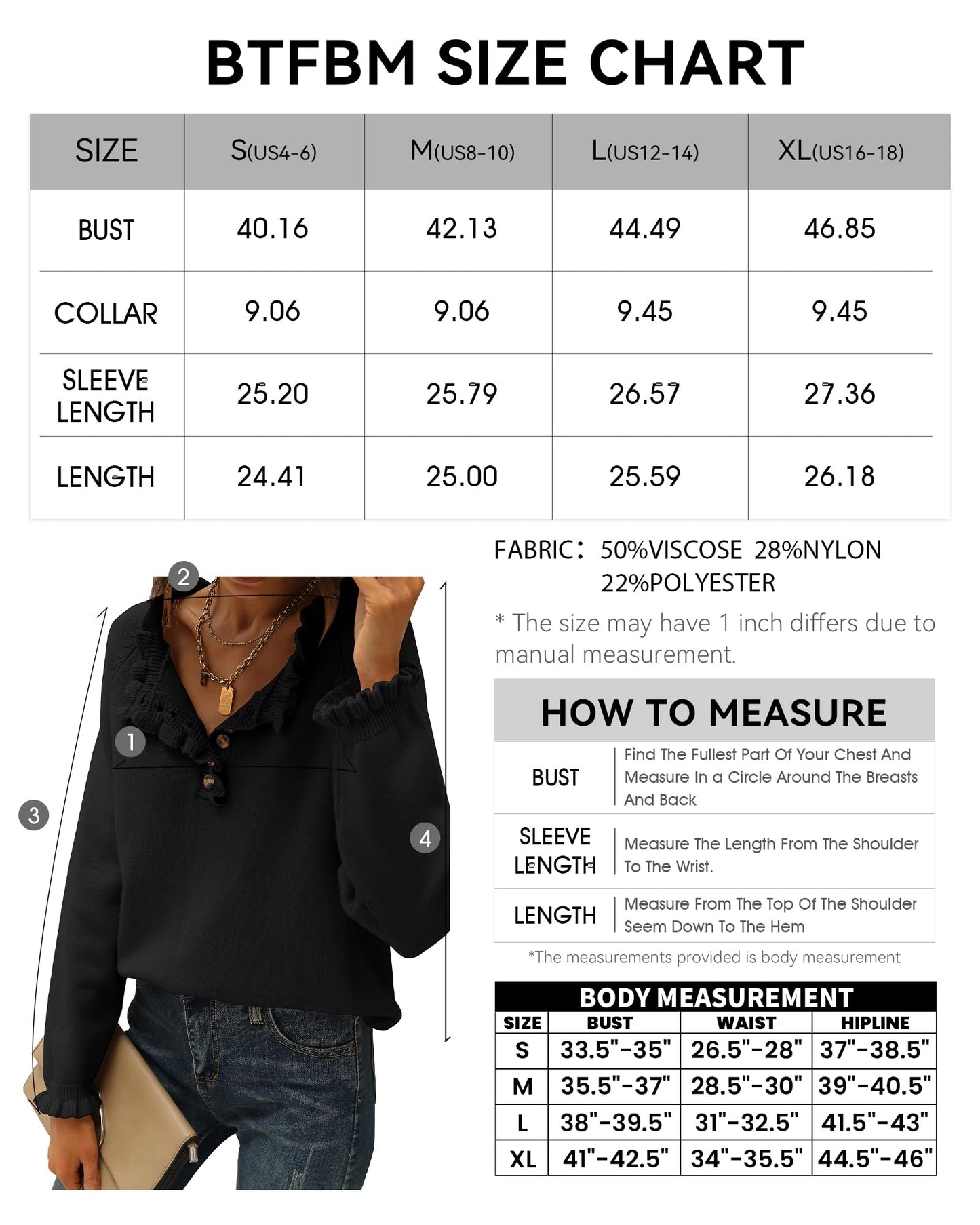 BTFBM 2024 Womens Sweaters Fall Winter Outfits Long Sleeve Button Down Ruffle Crew Neck Casual Knitted Pullover Tops