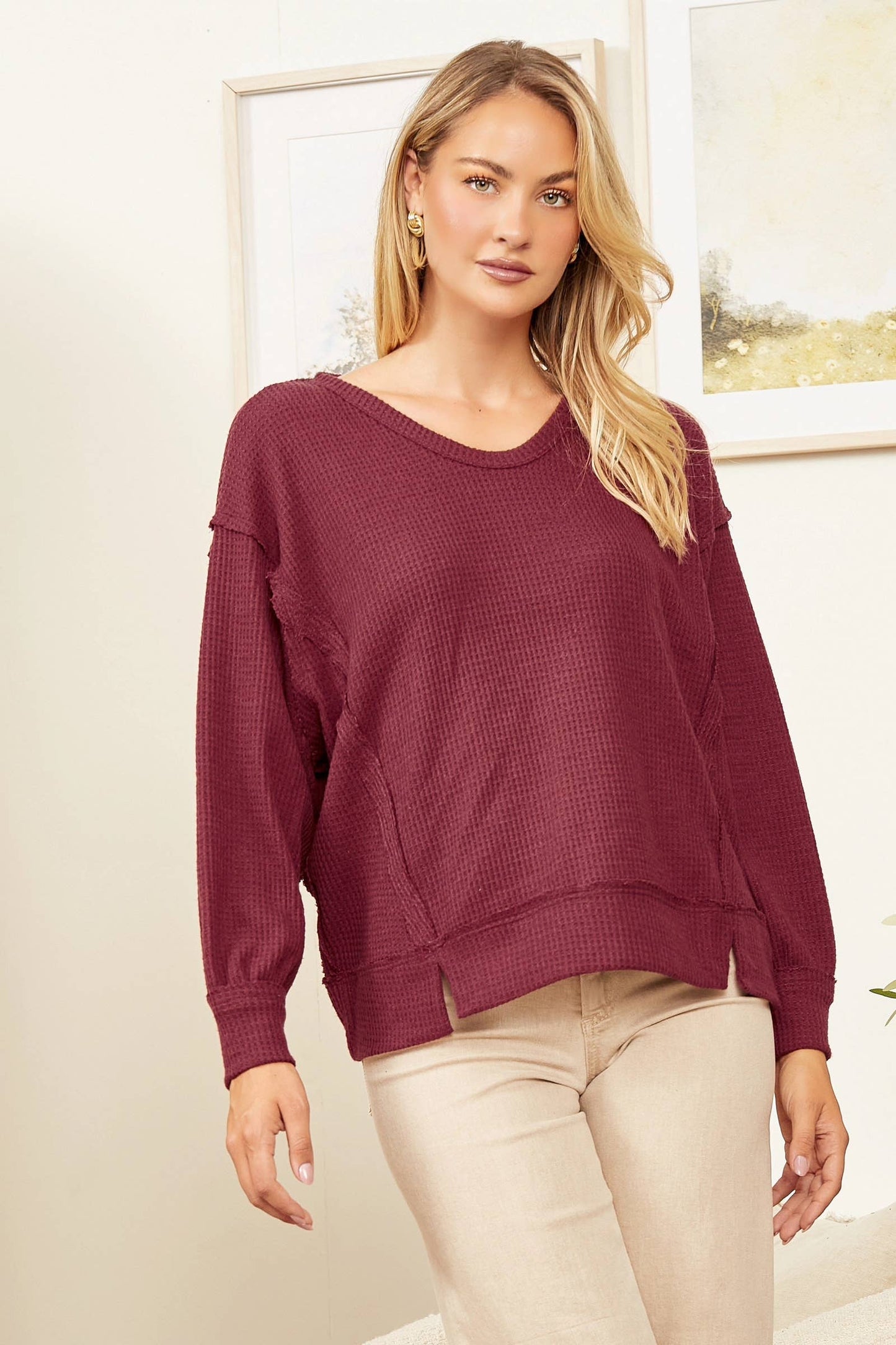 Andrée by Unit - Round Neck Thermal Long Sleeve Top MHS46