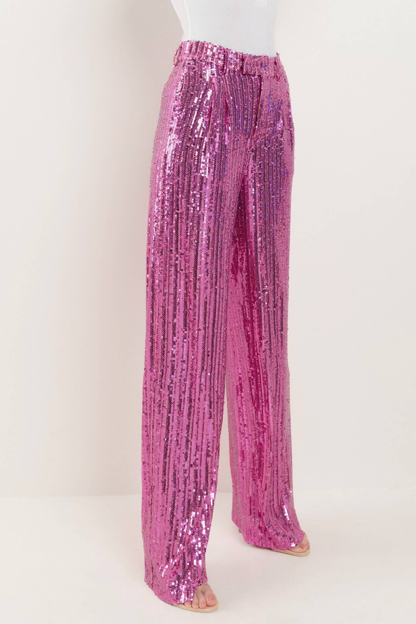 WISTERIA LANE - SEQUINS WIDE LEG PANTS - PINK 2406
