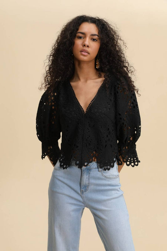 CHOKLATE PARIS - Selena guipure lace crop blouse - 81010