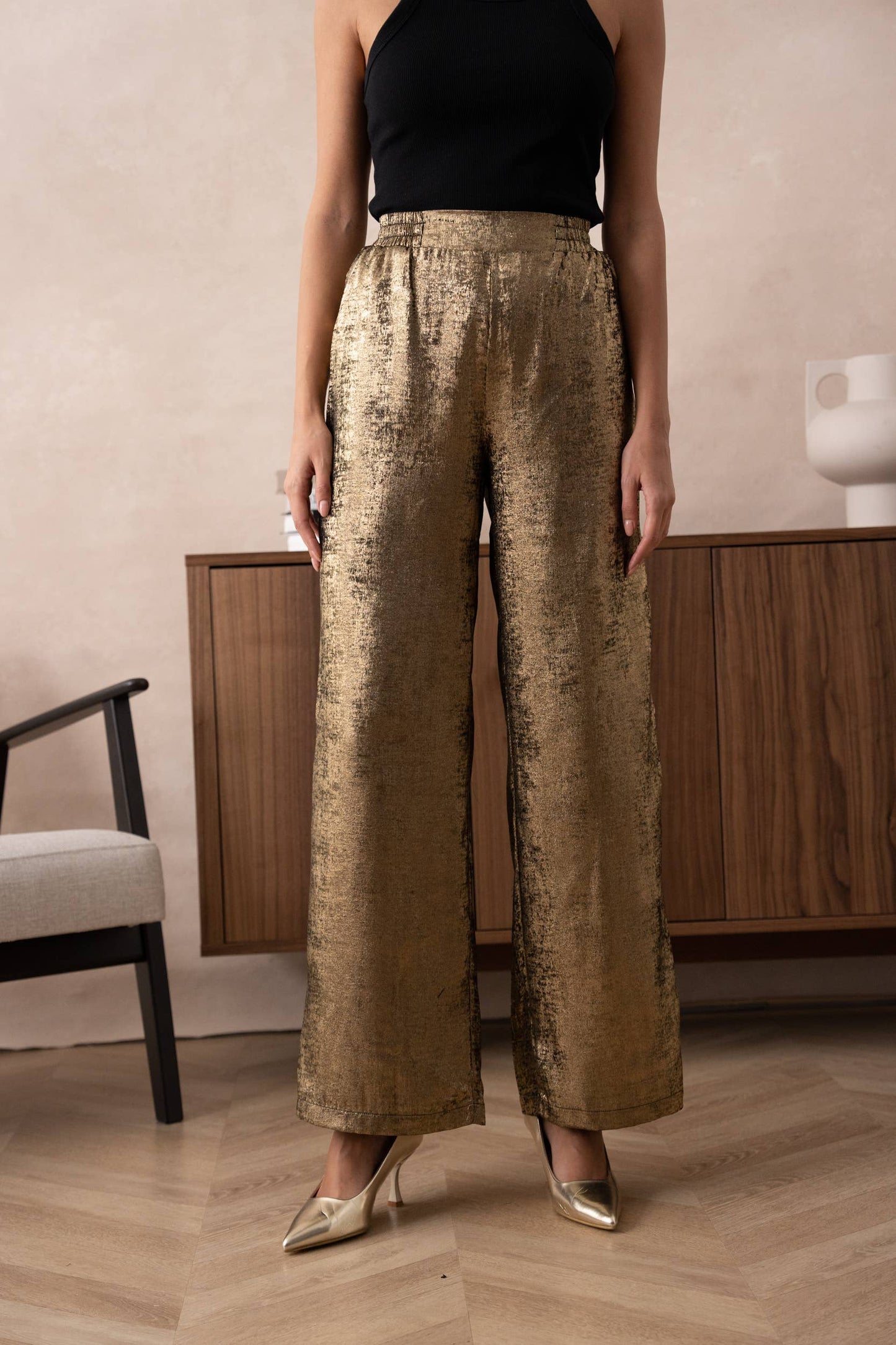 CHOKLATE PARIS - Metallic palazzo pants - CK08183-4