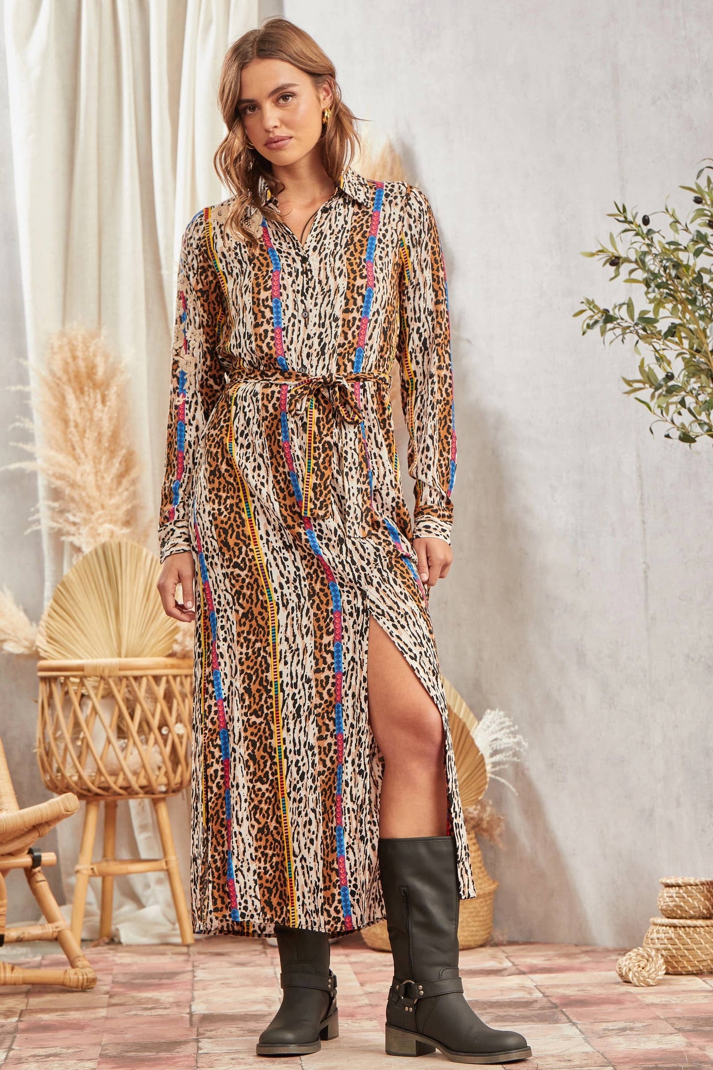 Andrée by Unit - Button Down Print Maxi Shirt D10328