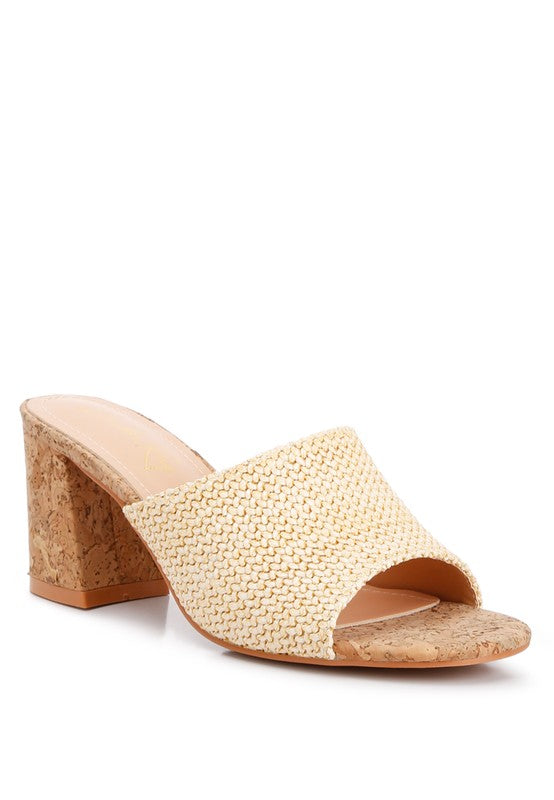 Addie Raffia Slip On Sandals