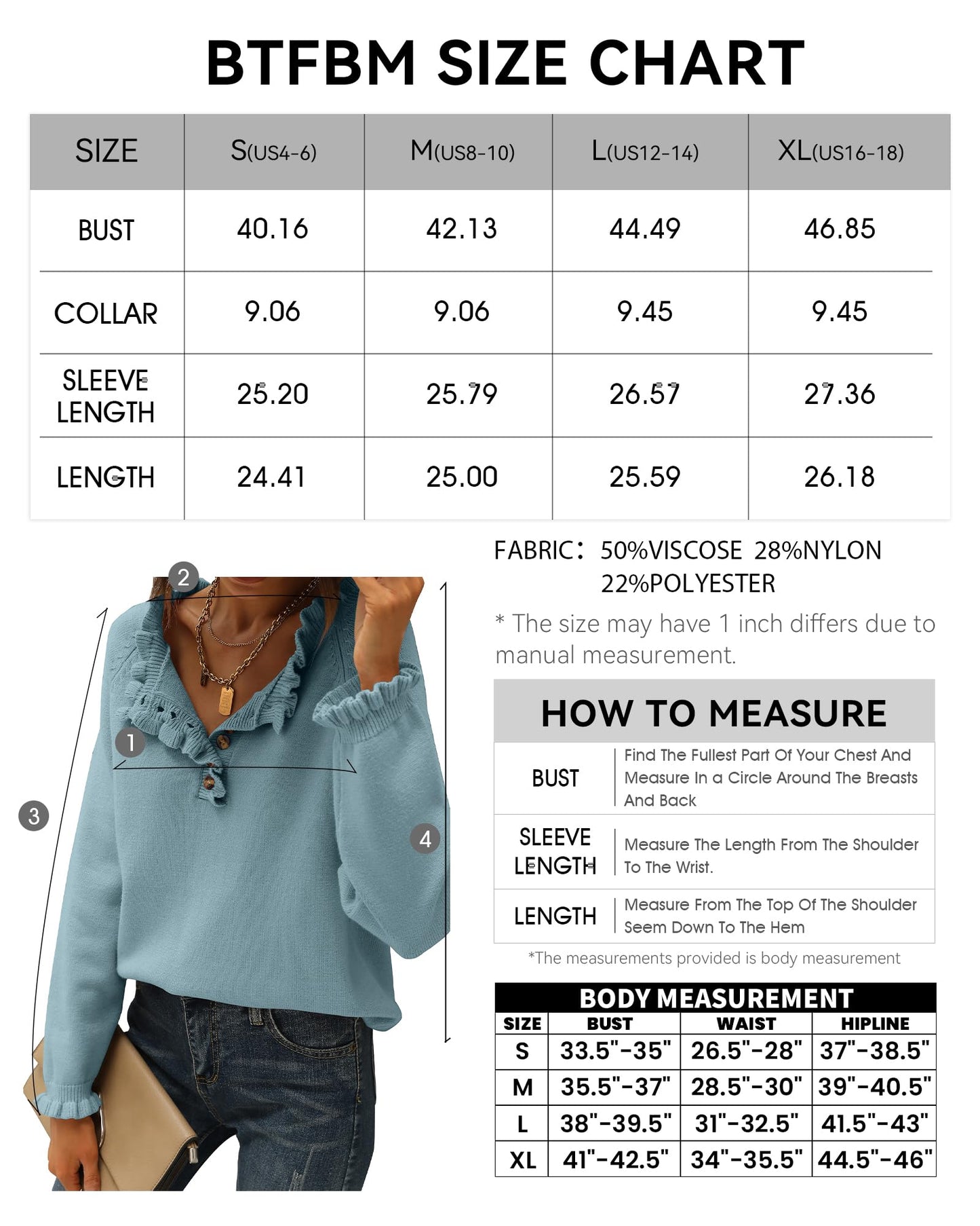 BTFBM 2024 Womens Sweaters Fall Winter Outfits Long Sleeve Button Down Ruffle Crew Neck Casual Knitted Pullover Tops