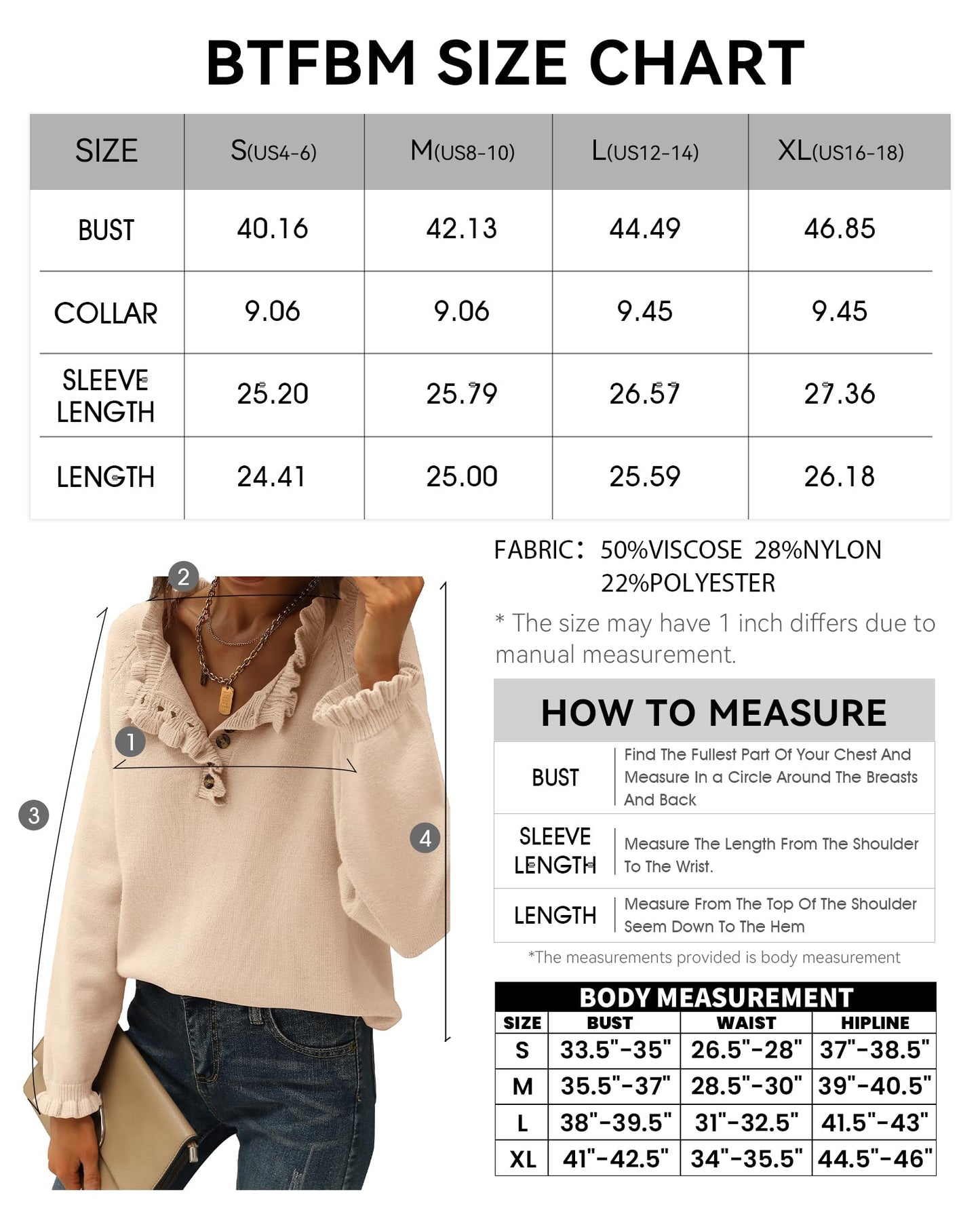 BTFBM 2024 Womens Sweaters Fall Winter Outfits Long Sleeve Button Down Ruffle Crew Neck Casual Knitted Pullover Tops