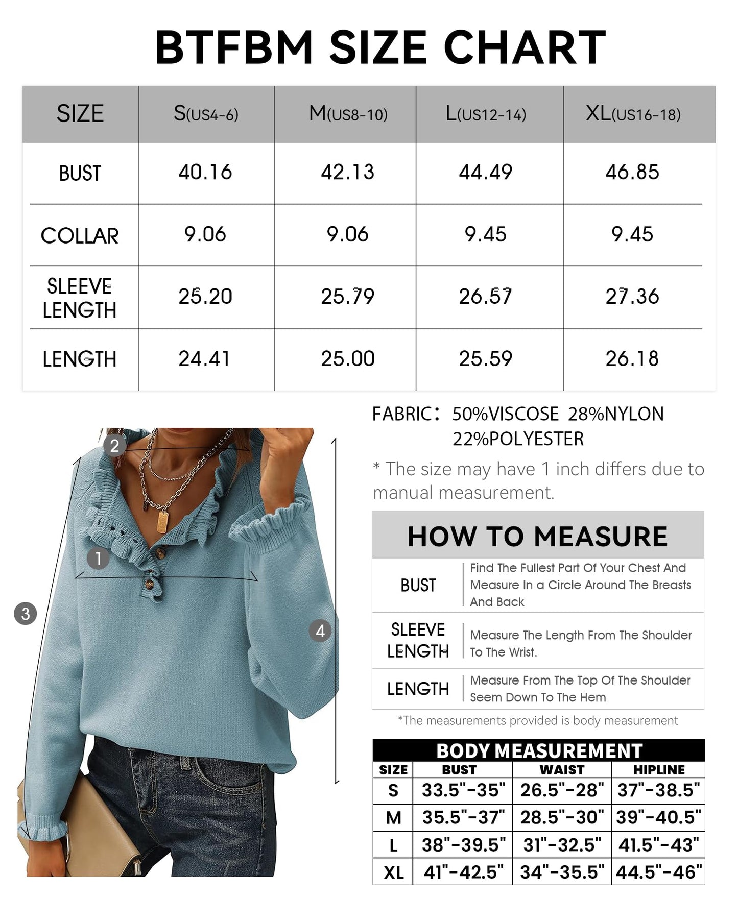 BTFBM 2024 Womens Sweaters Fall Winter Outfits Long Sleeve Button Down Ruffle Crew Neck Casual Knitted Pullover Tops