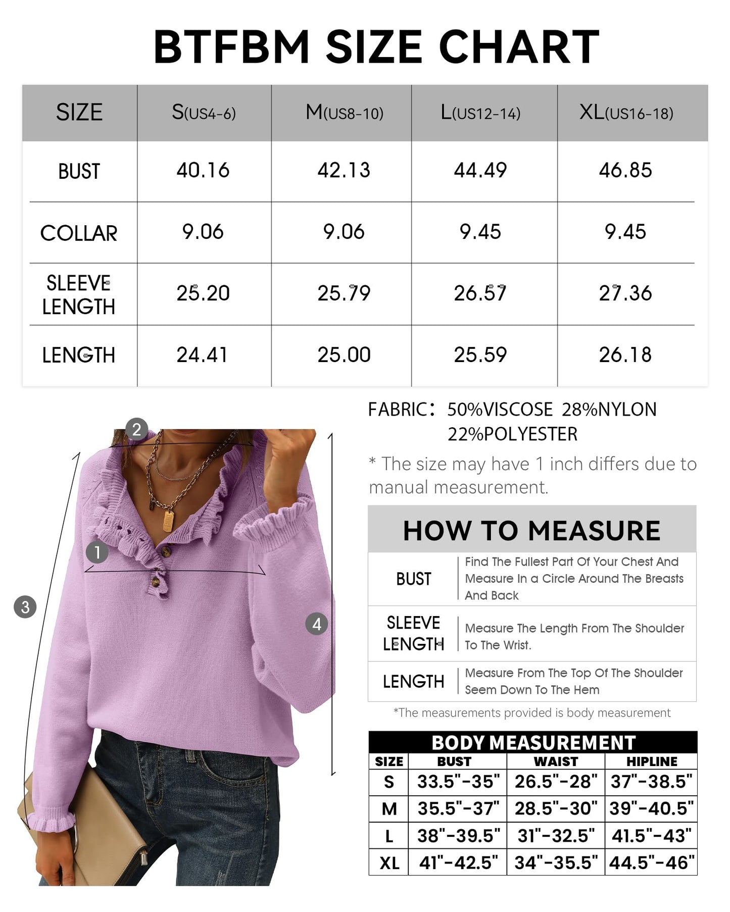 BTFBM 2024 Womens Sweaters Fall Winter Outfits Long Sleeve Button Down Ruffle Crew Neck Casual Knitted Pullover Tops