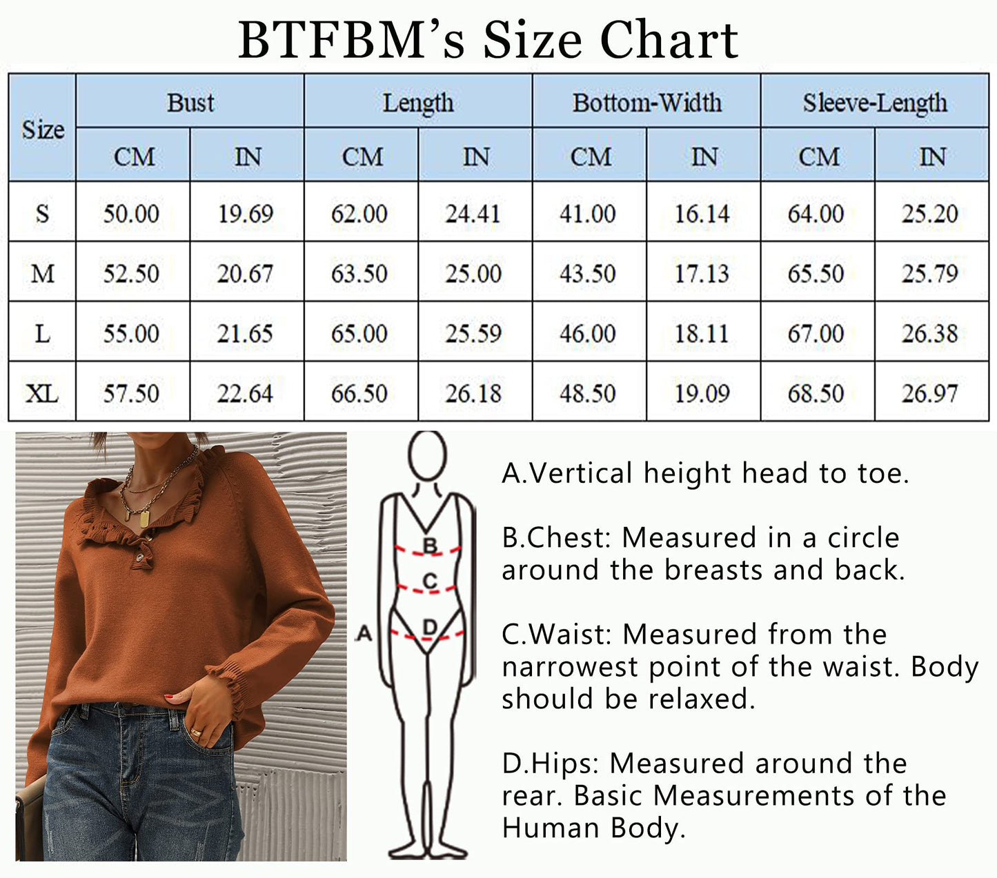 BTFBM 2024 Womens Sweaters Fall Winter Outfits Long Sleeve Button Down Ruffle Crew Neck Casual Knitted Pullover Tops