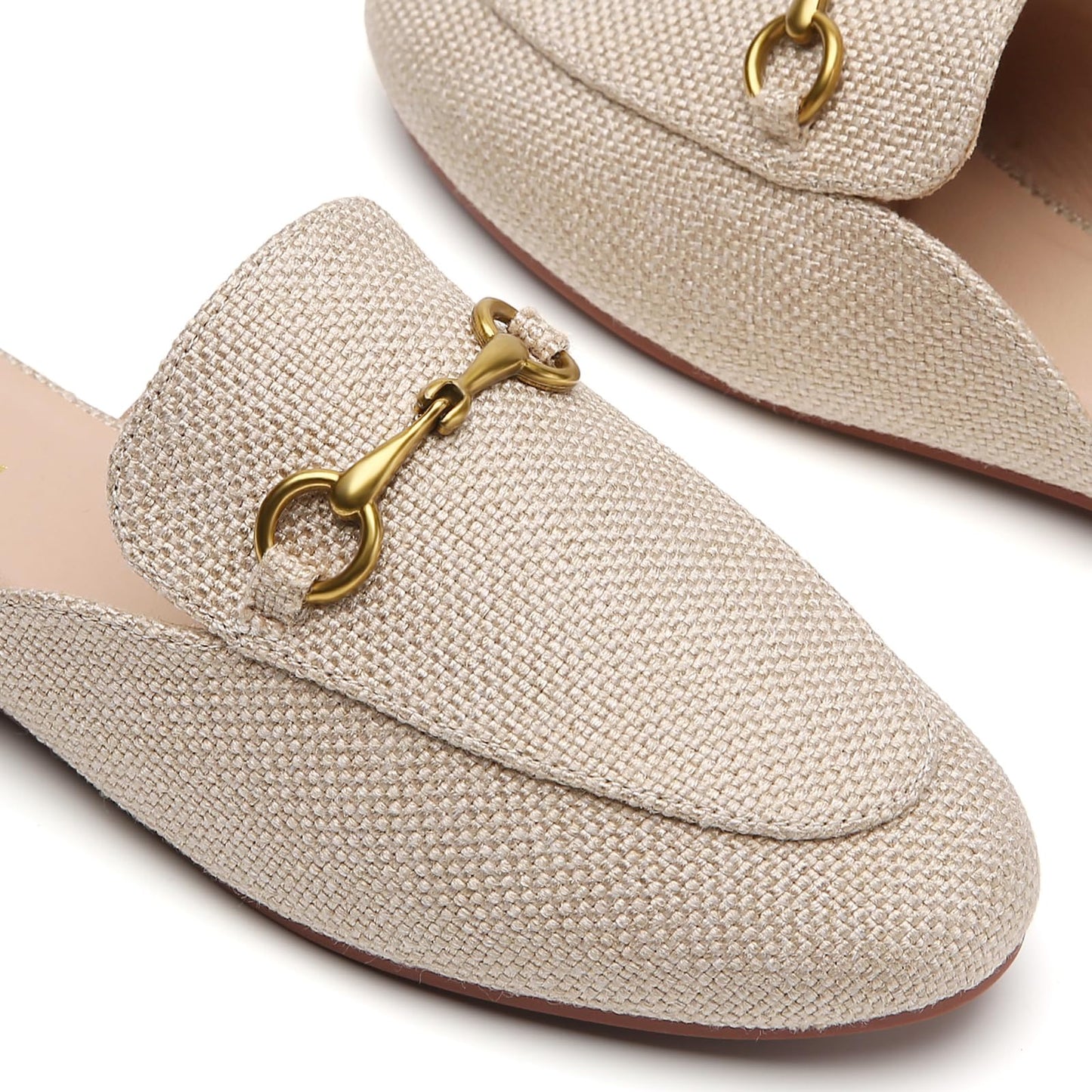 Minorsu Buckle Mules for Women Round Toe Backless Flat Mules Slides Mules Shoes Ladies Slip-on Loafers