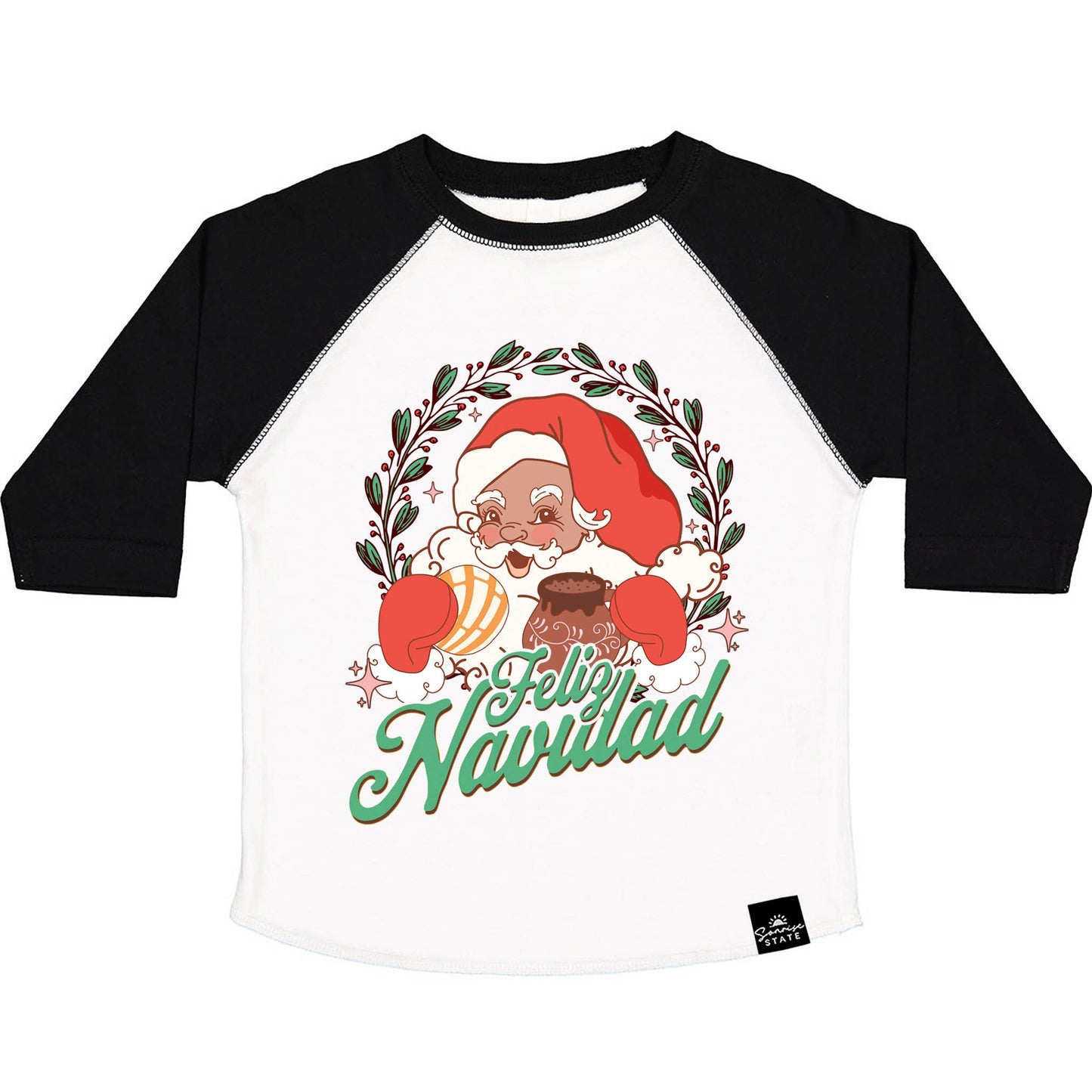 Sonrise State - Feliz Navidad Santa Claus Concha Boys Christmas Baseball Tee