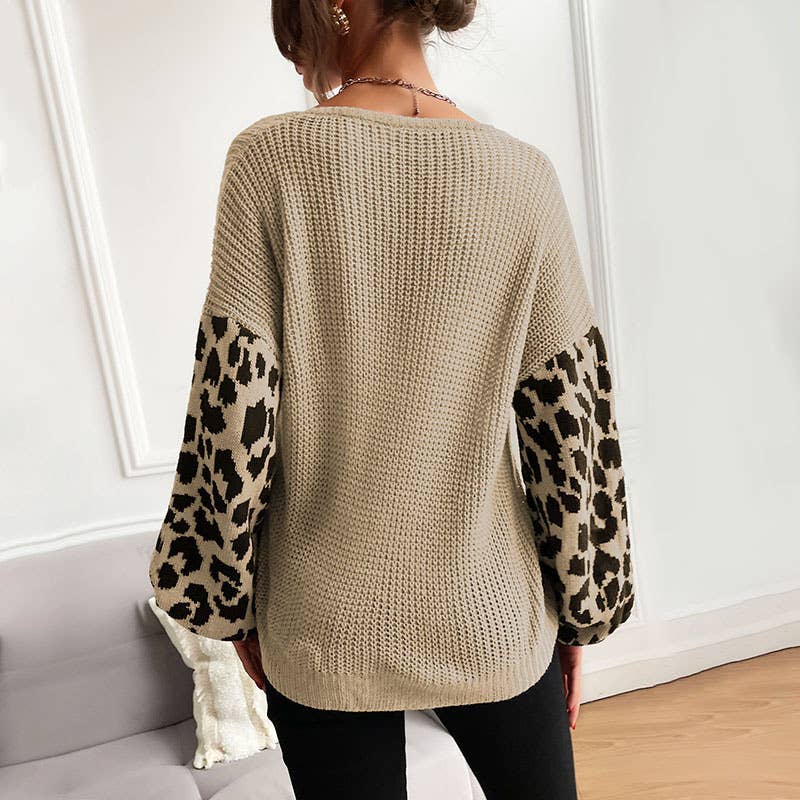 HIDDENBRAND - Leopard-Print Paneled Jumper: Apricot color / S