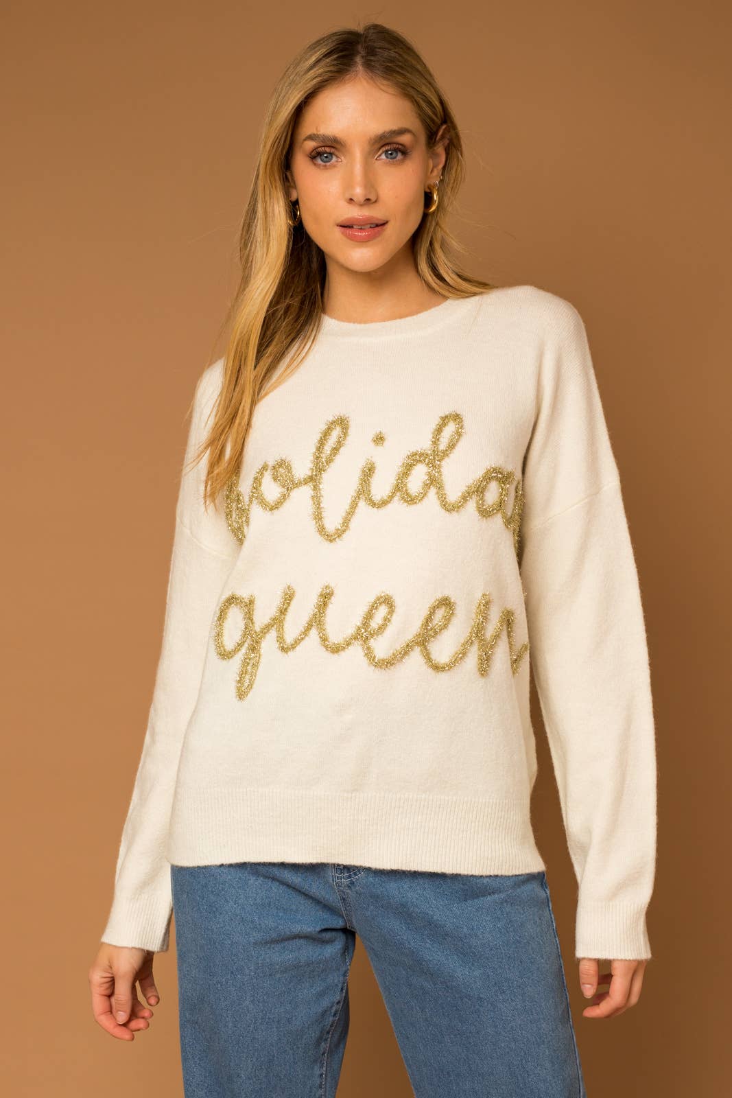 GILLI - "HOLIDAY QUEEN" PULLOVER SWEATER: White / M