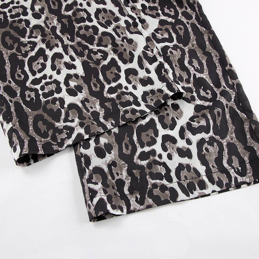 HIDDENBRAND - Leopard-Print Street Elastic Wide-Leg Trousers: Leopard / S