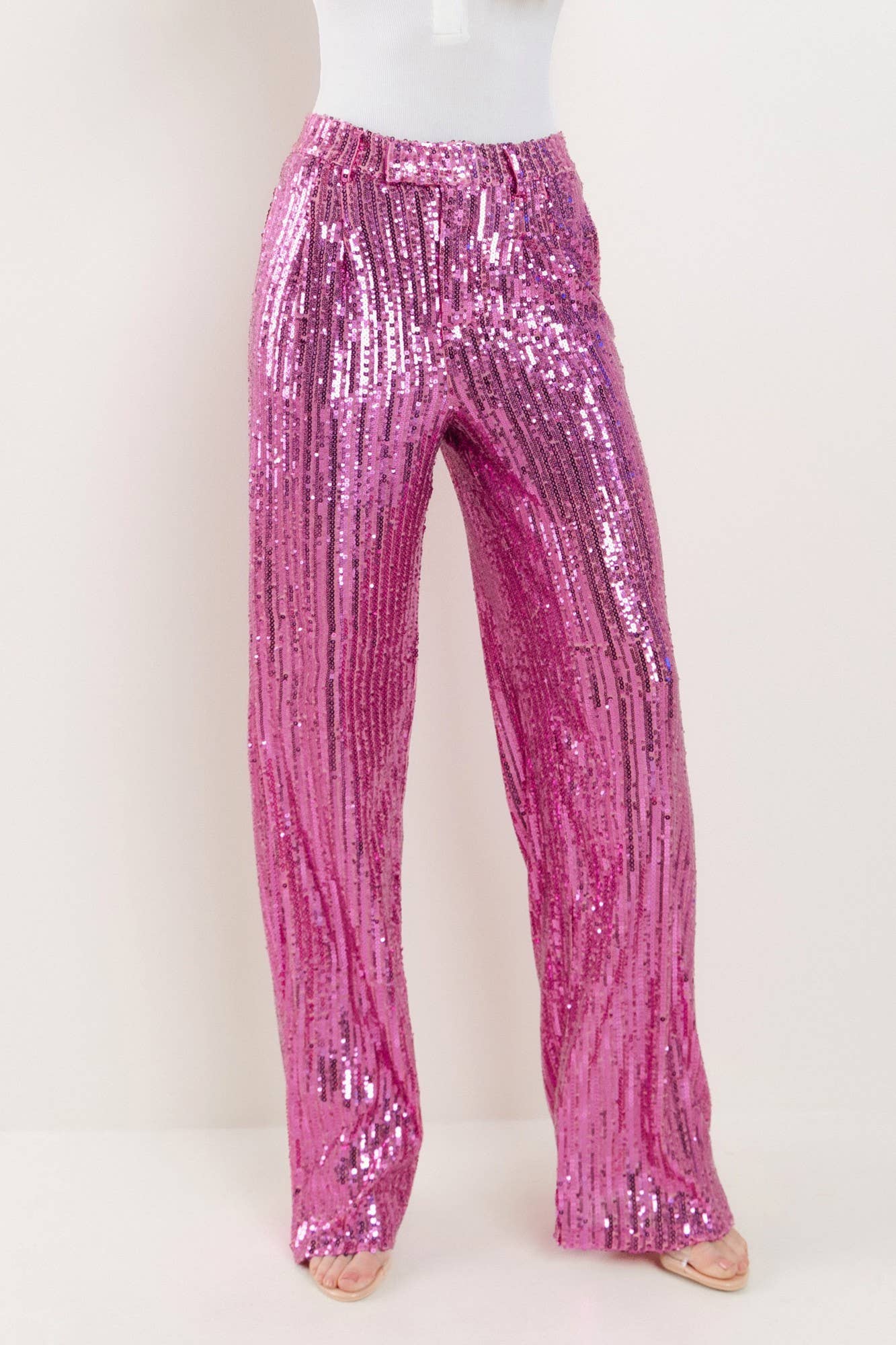 WISTERIA LANE - SEQUINS WIDE LEG PANTS - PINK 2406