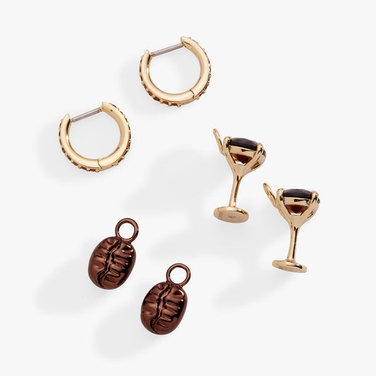 Espresso Martini Interchangeable Charm Huggie Hoop Set of 2