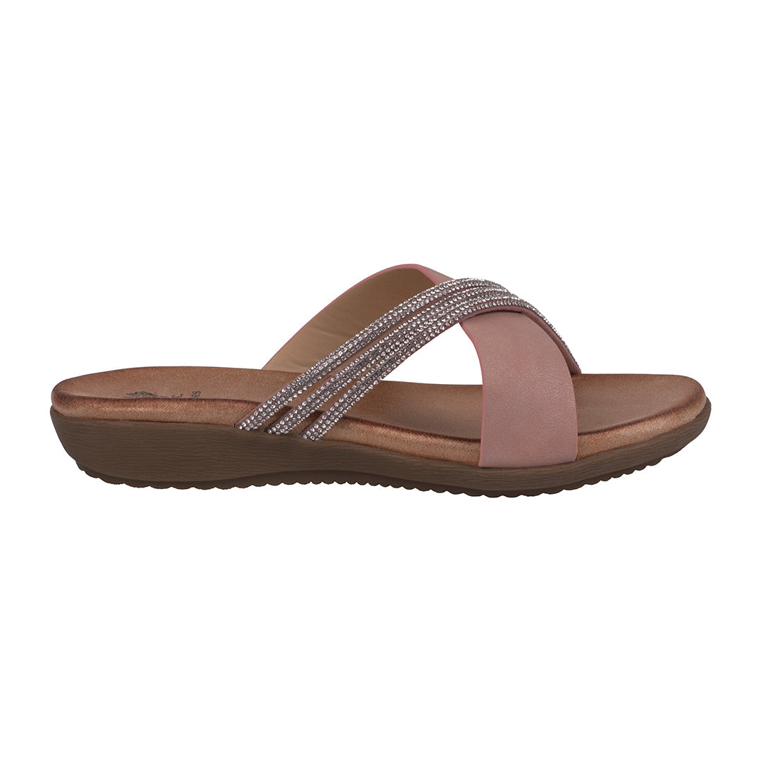 Women's Iris Blush Embellished Asymmetrical Flat Sandals