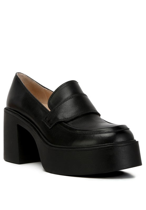 Elspeth Heeled Platform Leather Loafers