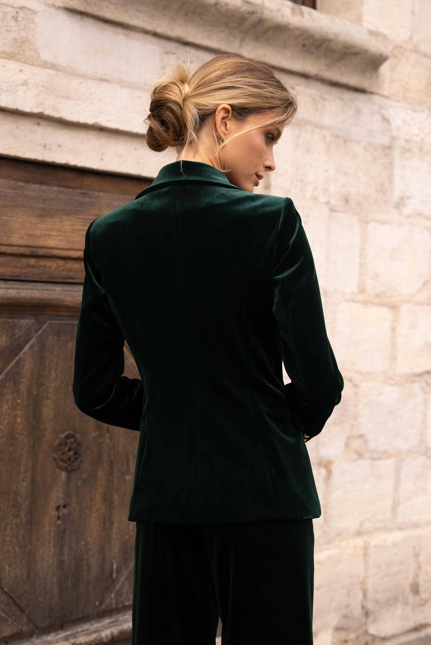 CHOKLATE PARIS - Double-breasted velvet blazer with gold buttons - V1721N