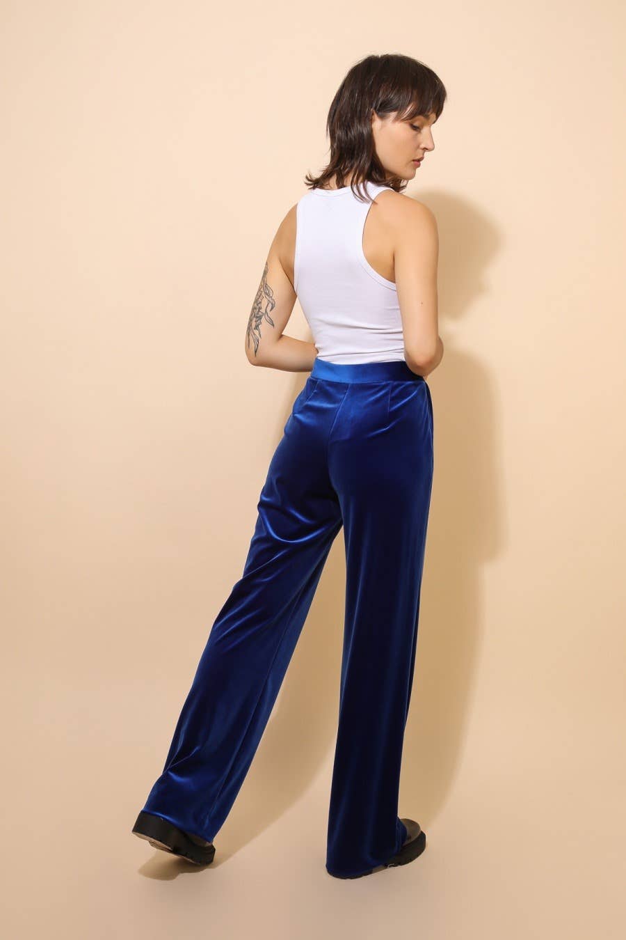 CHOKLATE PARIS - High-waisted straight-cut velvet trousers - P2228