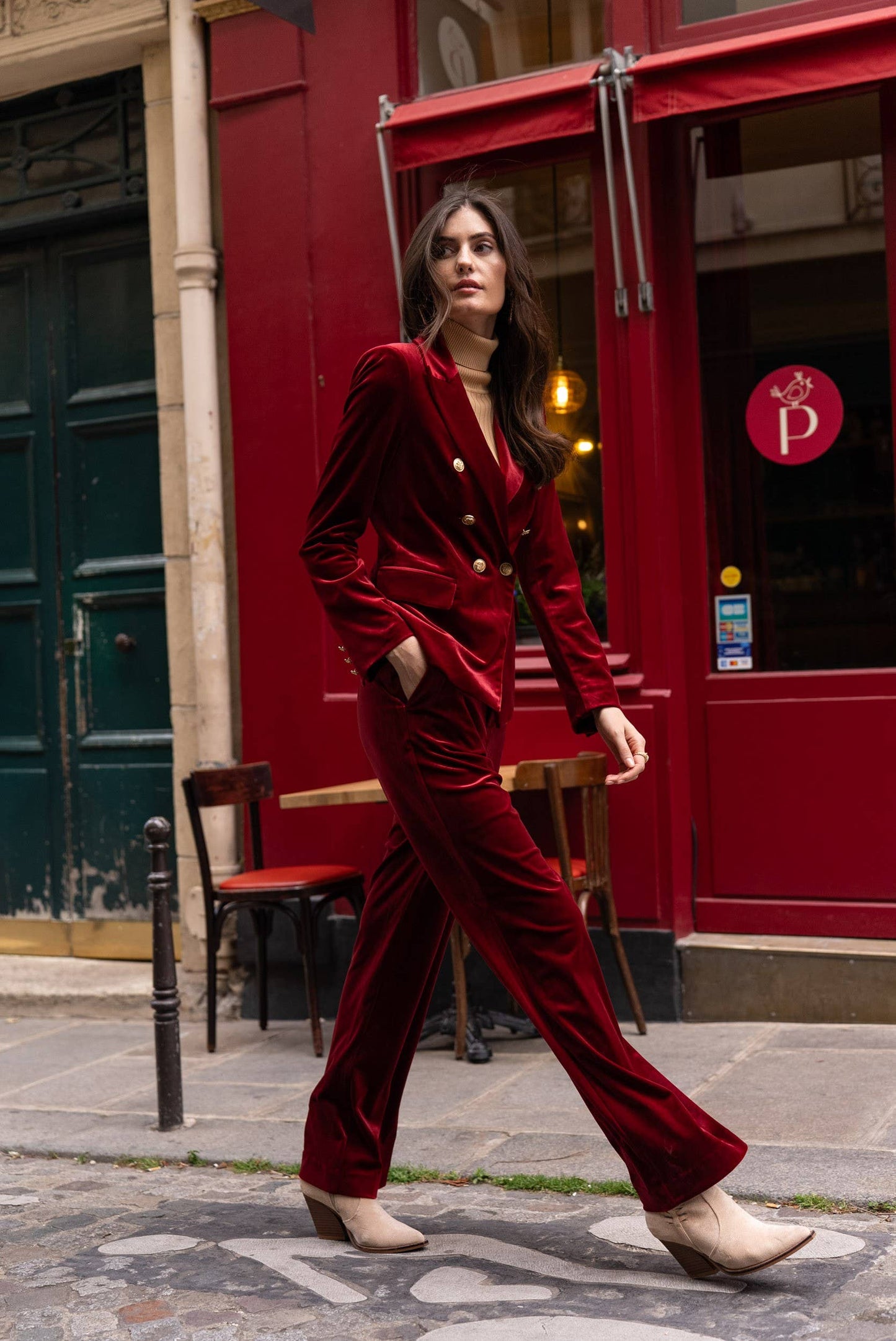 CHOKLATE PARIS - High-waisted straight-cut velvet trousers - P2228