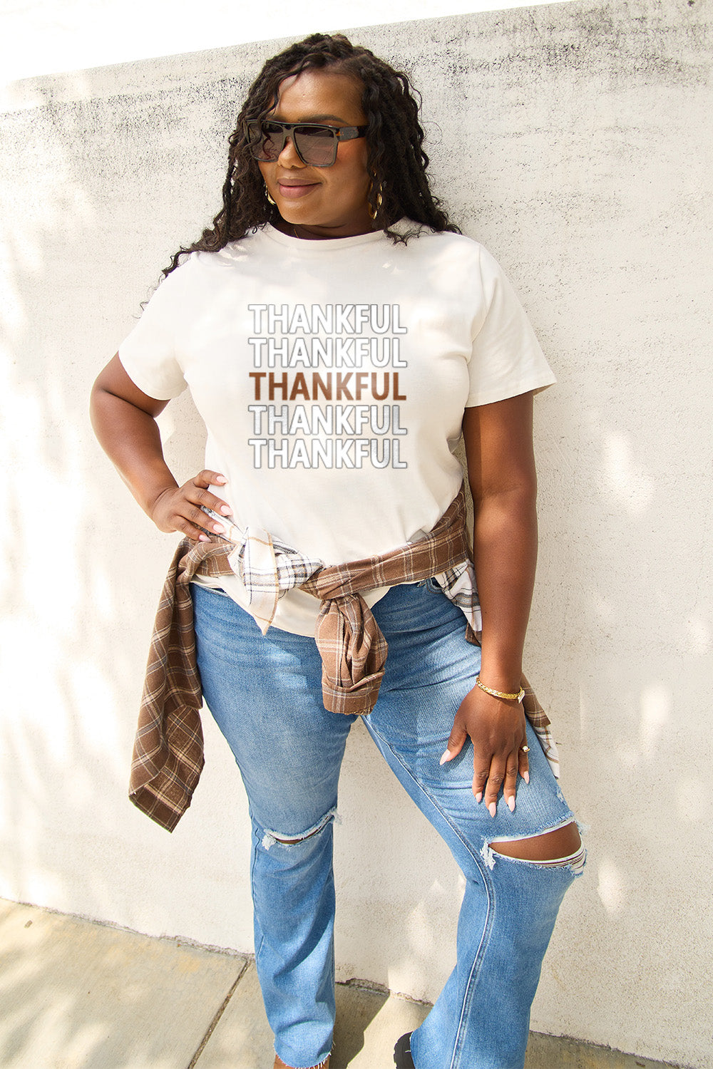 Simply Love Full Size THANKFUL Short Sleeve T-Shirt