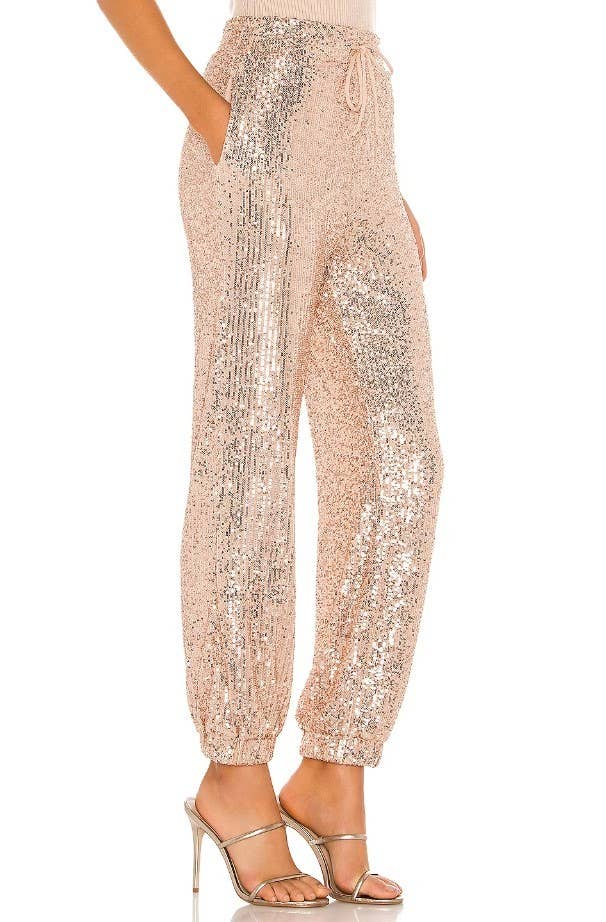 WISTERIA LANE - SEQUIN JOGGER PANTS - 2408 ROSE GOLD