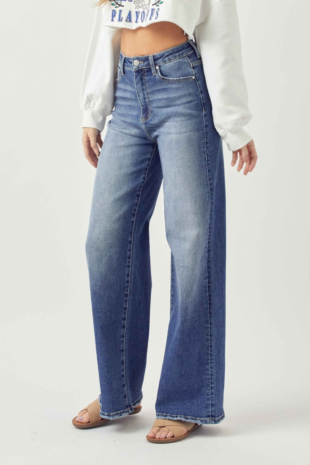 Risen Full Size High Rise Wide Leg Jeans