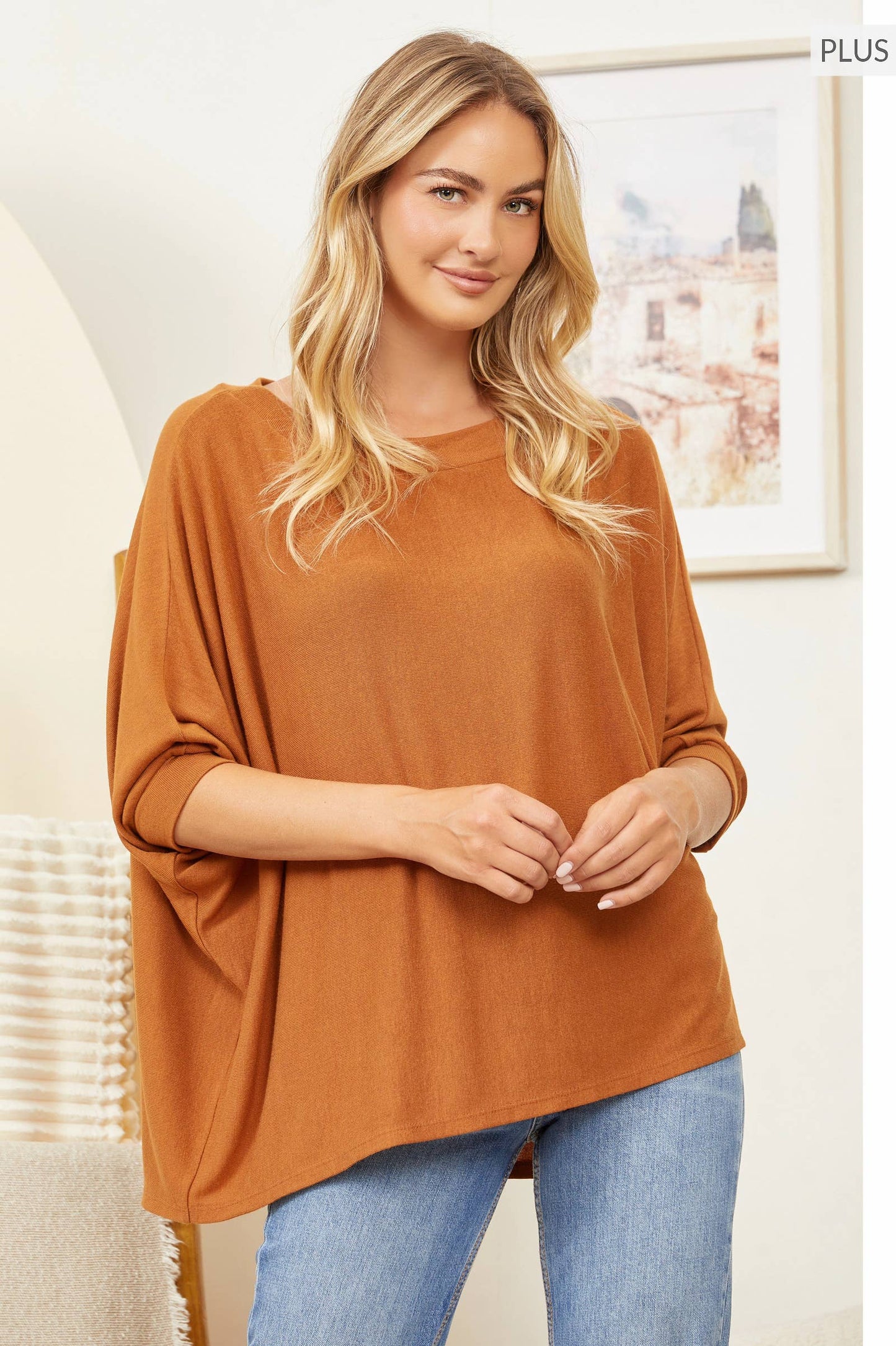 Andrée by Unit - PLUS SIZE Batwing Hacci Top MHS41P