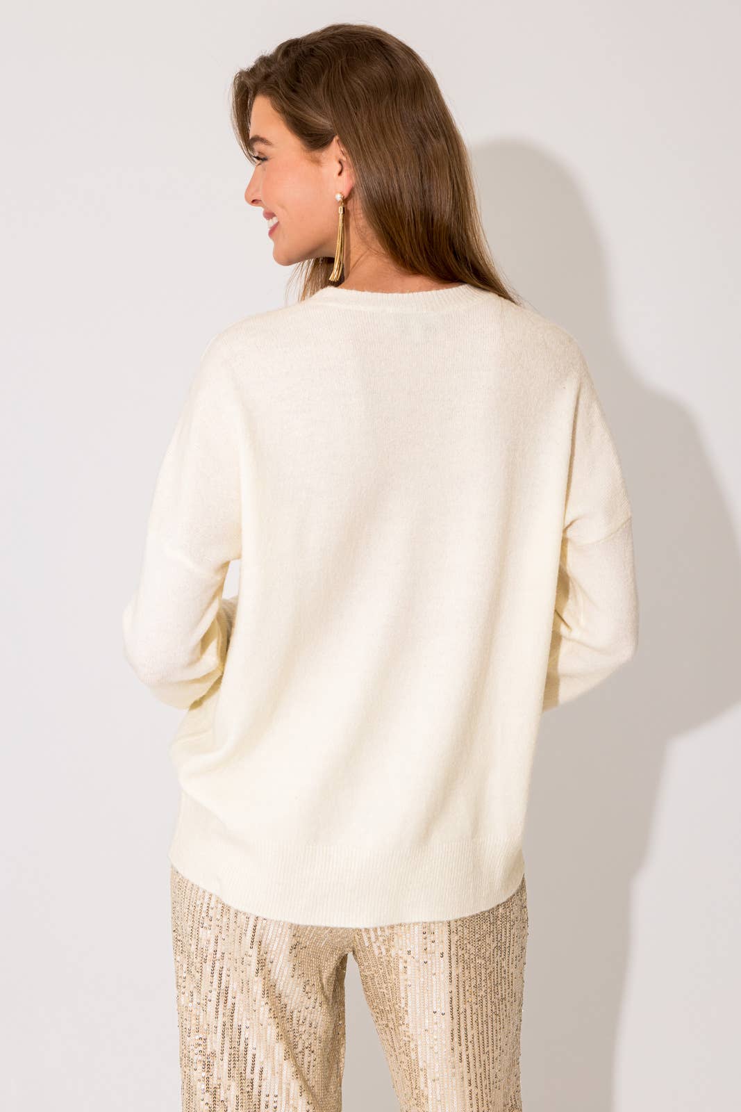 GILLI - Cheers Pullover Sweater: White / S