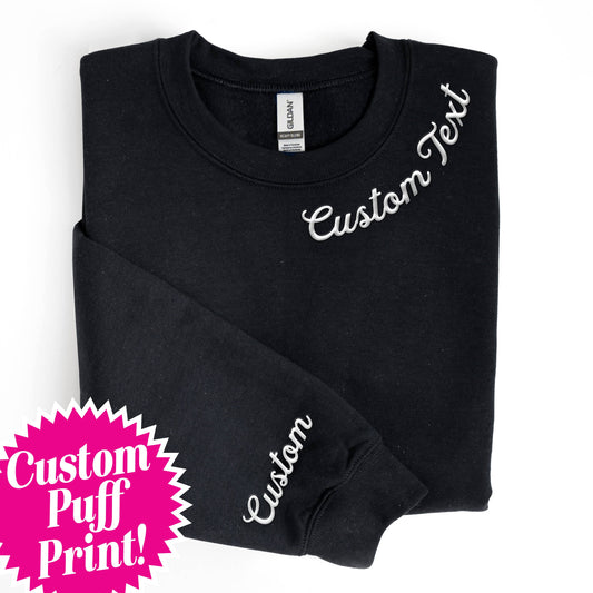 Nobullwoman Apparel - CUSTOM Collar & Sleeve Embossed Puff Print Unisex Sweatshirt