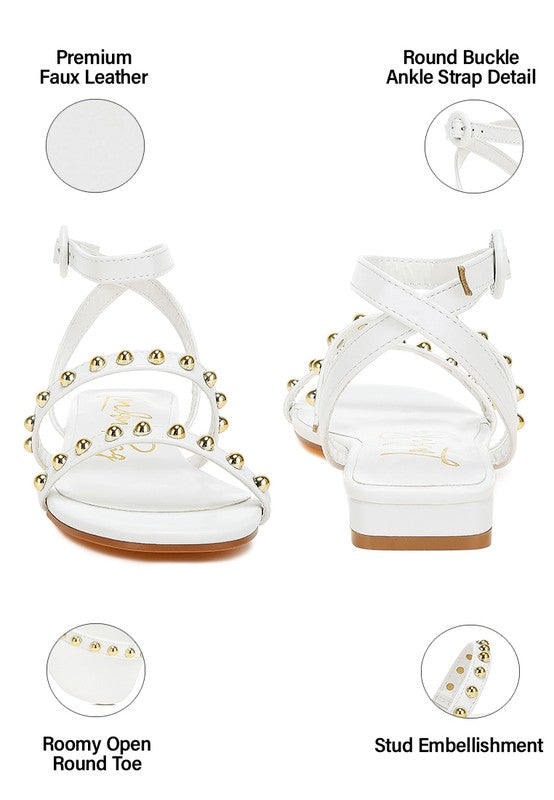 Flippity Studded Ankle Strap Flat Sandals