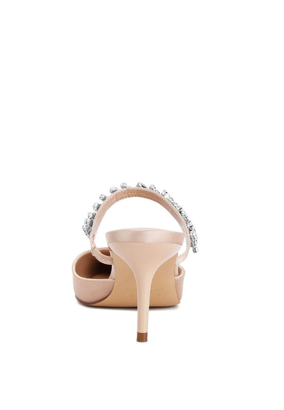 Sena Diamante Stiletto Mules Sandals