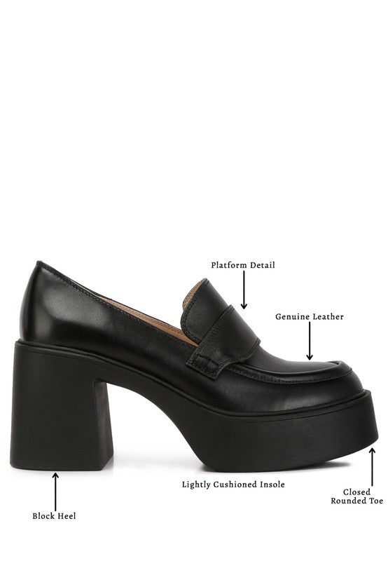 Elspeth Heeled Platform Leather Loafers