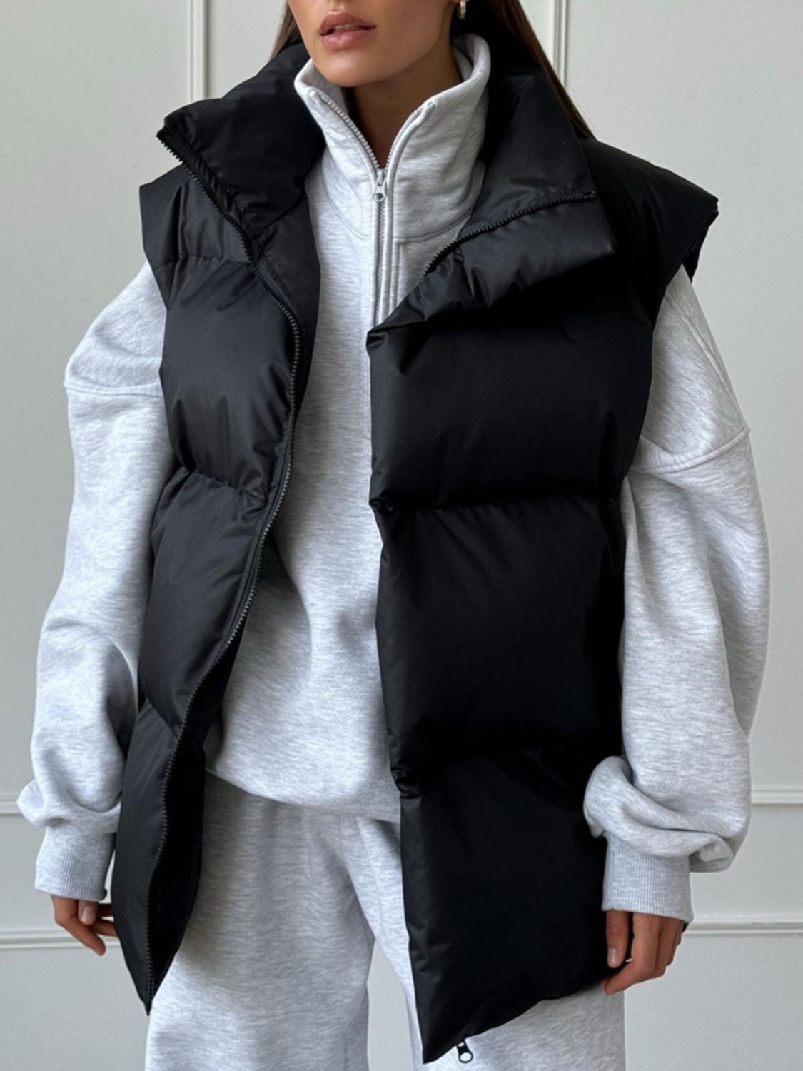 Zip Up Turtleneck Vest Coat