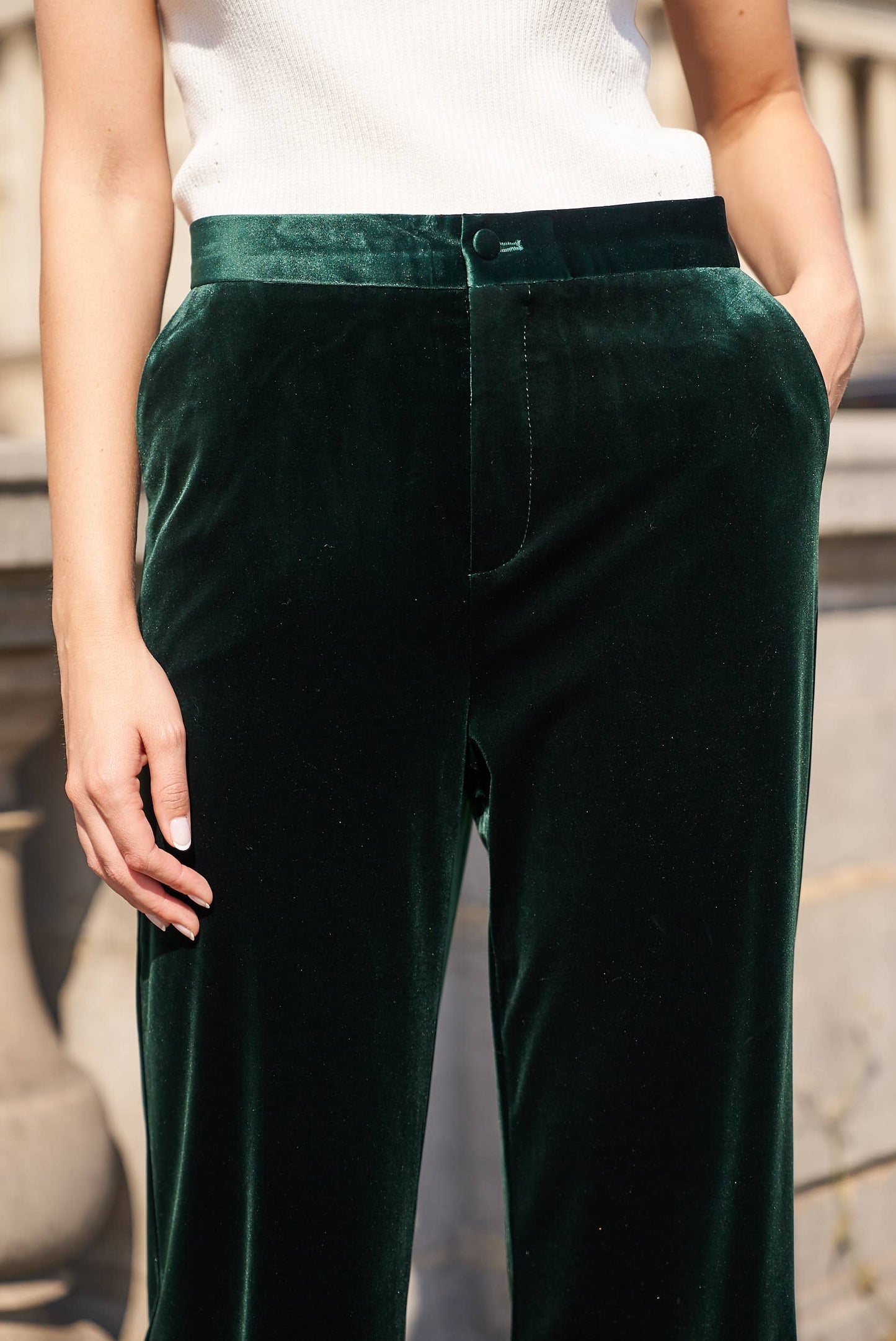 CHOKLATE PARIS - High-waisted straight-cut velvet trousers - P2228