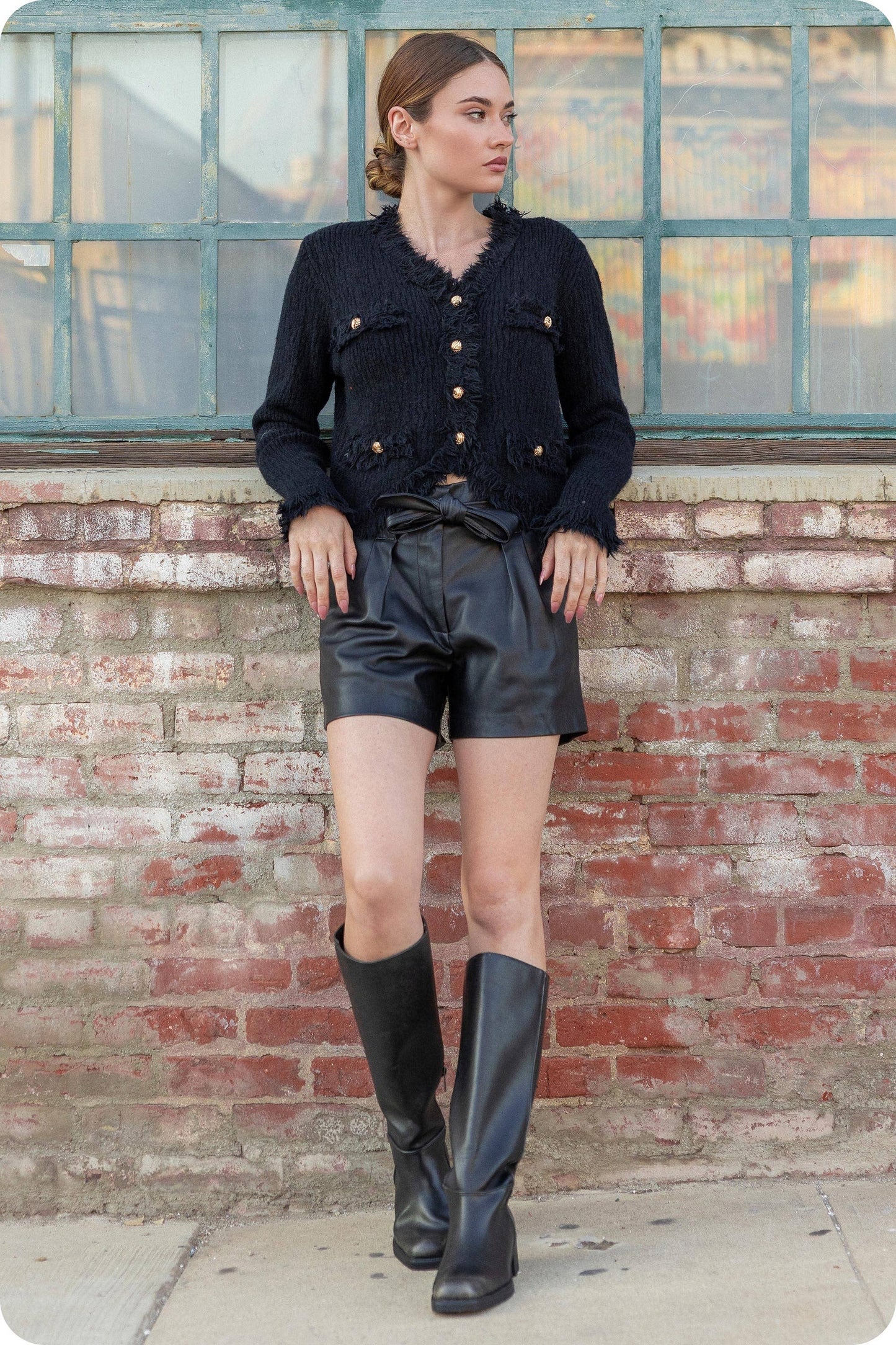 Strut & Bolt - Frayed Trim Textured Cardigan