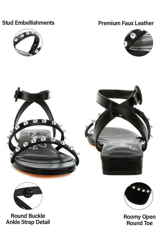 Flippity Studded Ankle Strap Flat Sandals