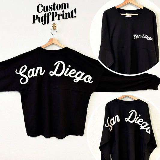 Nobullwoman Apparel - CUSTOM PUFF PRINT Long Sleeve Jersey Tee Oversize Back Print