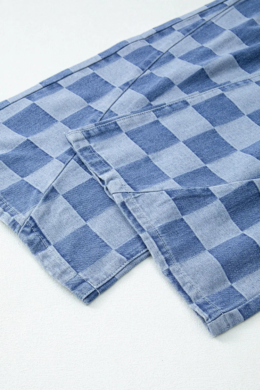 Checkered Wide Leg Jeans with Pockets