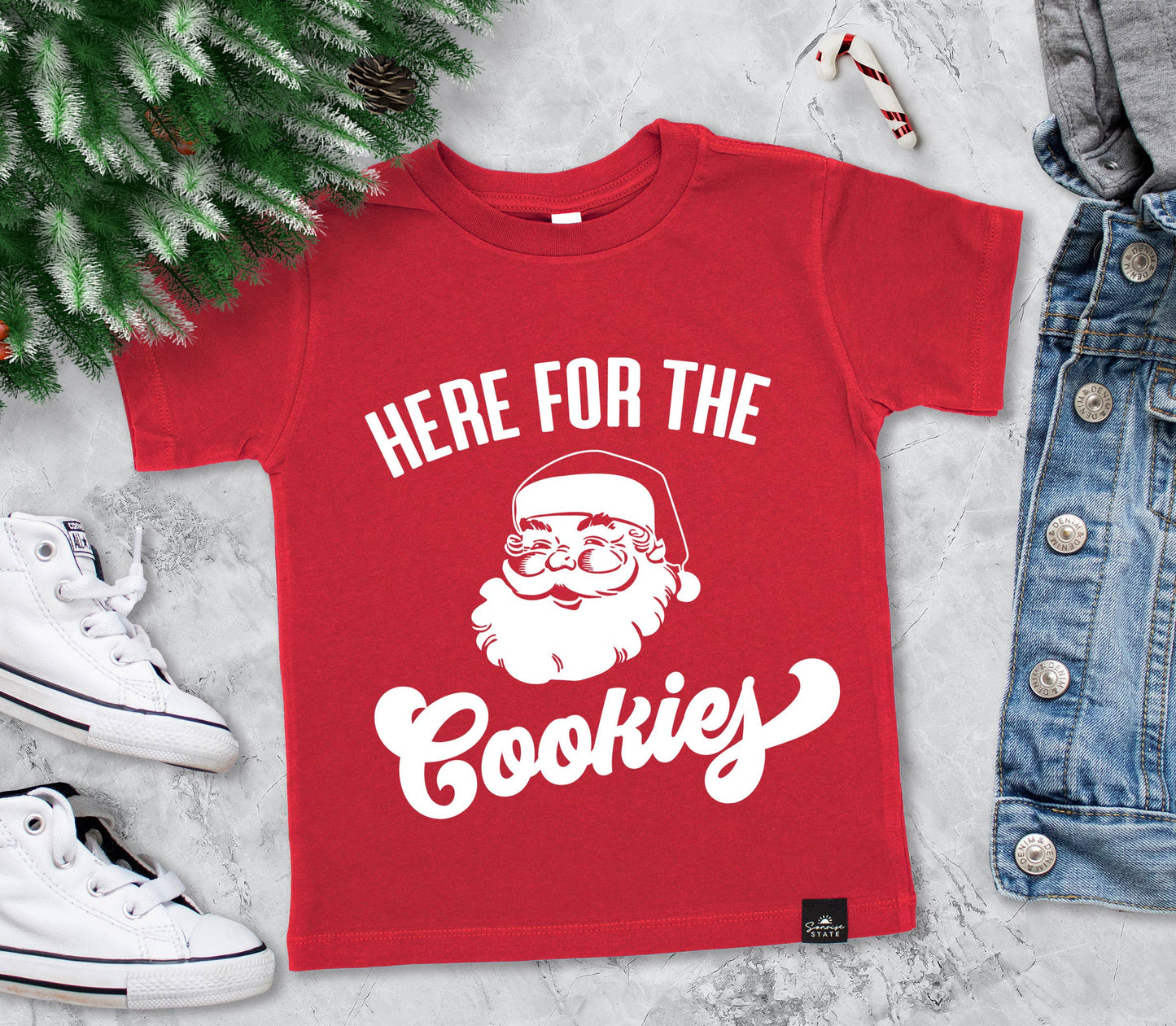 Sonrise State - Here for the Cookies Santa Claus Boy's Christmas T-Shirt