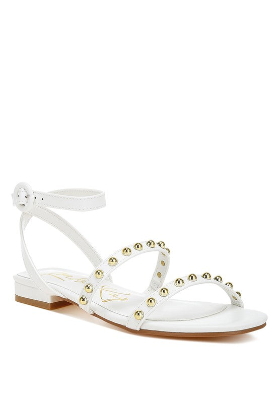 Flippity Studded Ankle Strap Flat Sandals