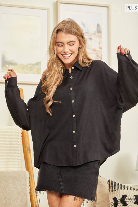 Andrée by Unit - PLUS SIZE Woven Button Down Shirt T12329-1PLUS