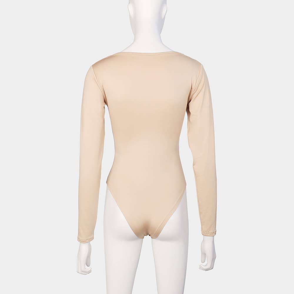 HIDDENBRAND - Long sleeve bodysuit with scoop neck: Black / S
