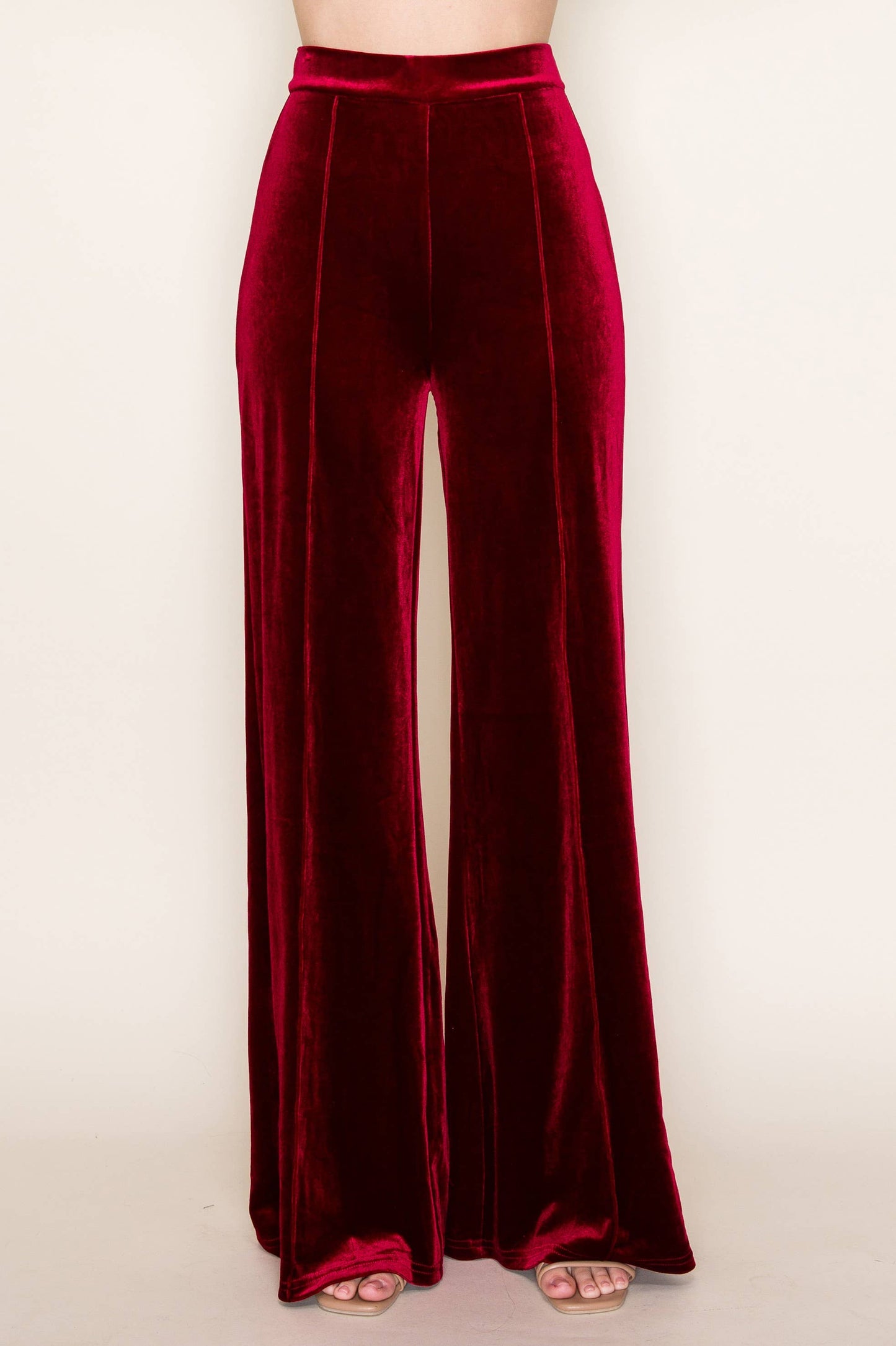 WISTERIA LANE - VELVET PALAZZO TROUSER PANTS 2422PIA WINE