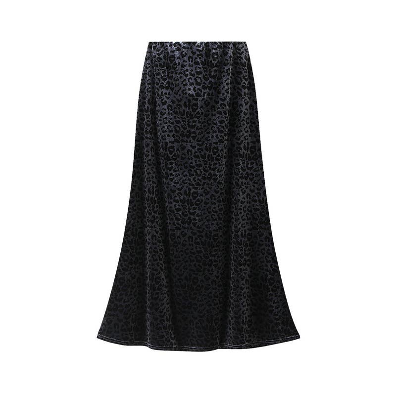 Miss Sparkling - Velvet leopard midi skirt
