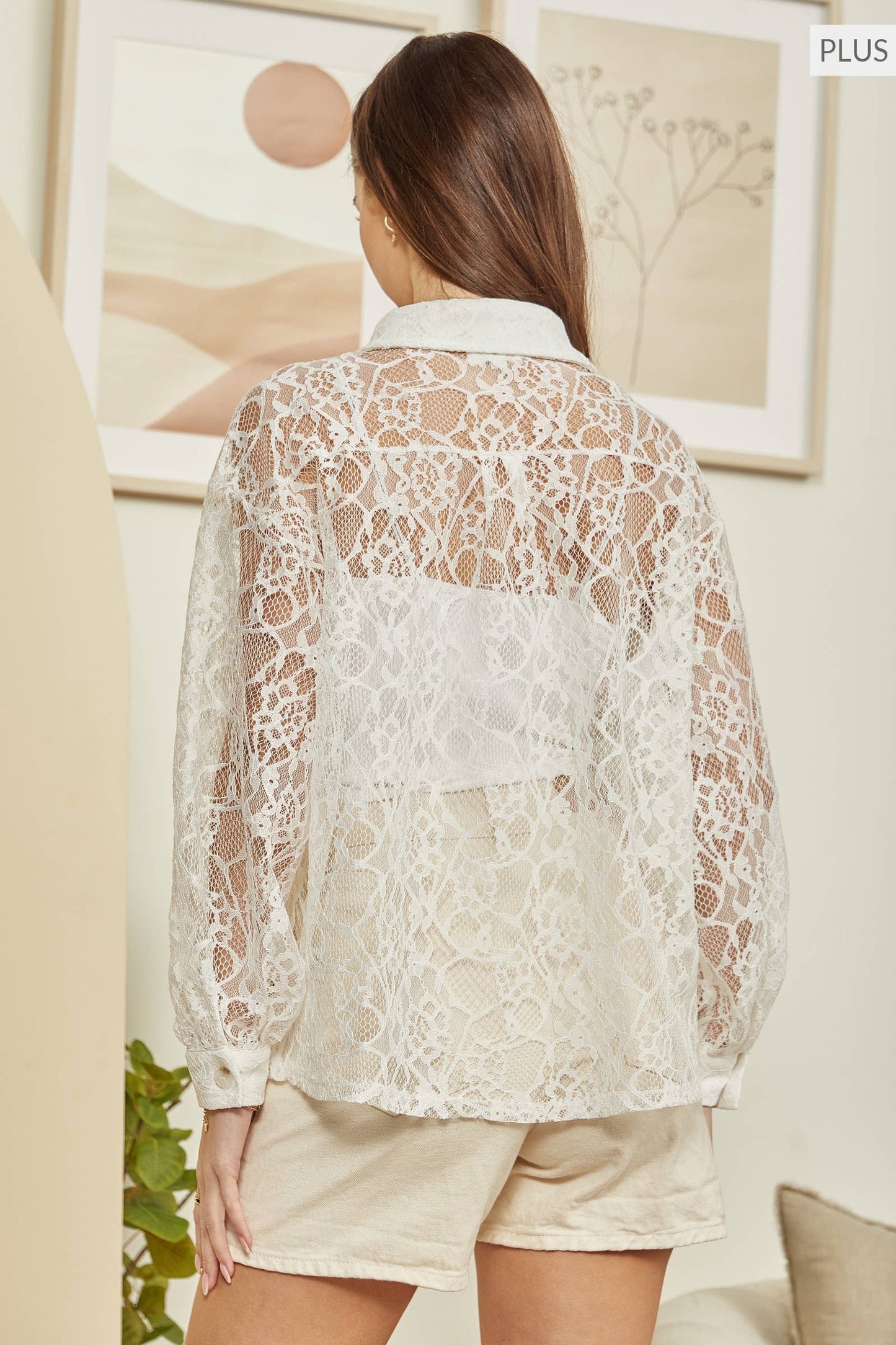 Andrée by Unit - PLUS SIZE Lace Shacket Blouse