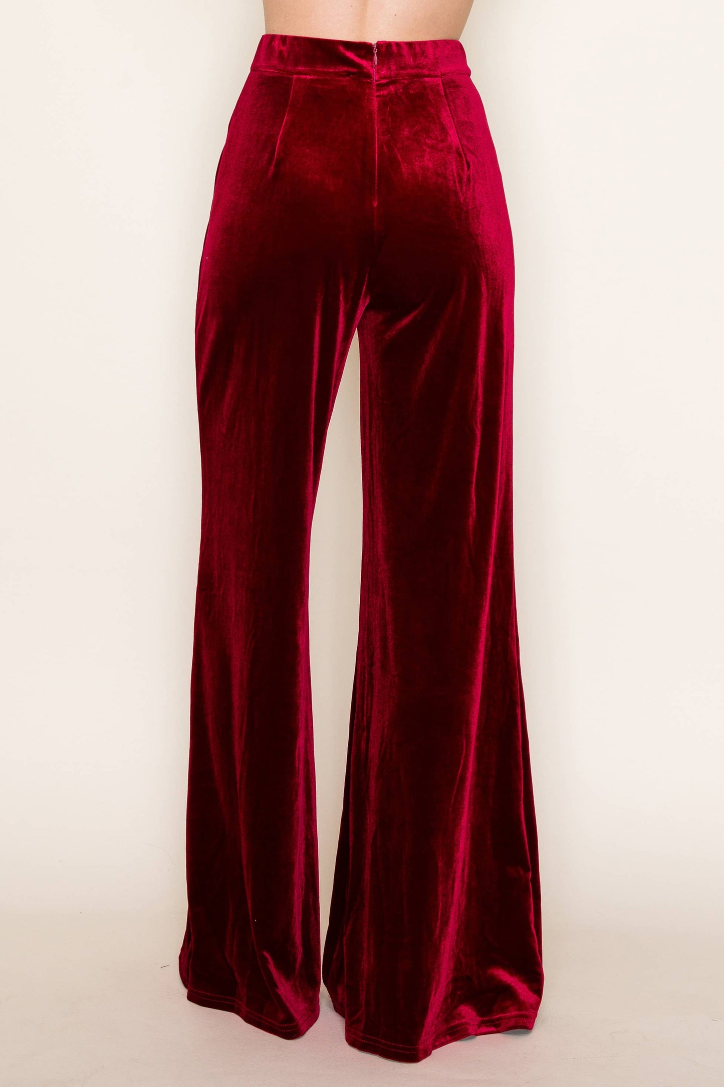 WISTERIA LANE - VELVET PALAZZO TROUSER PANTS 2422PIA WINE