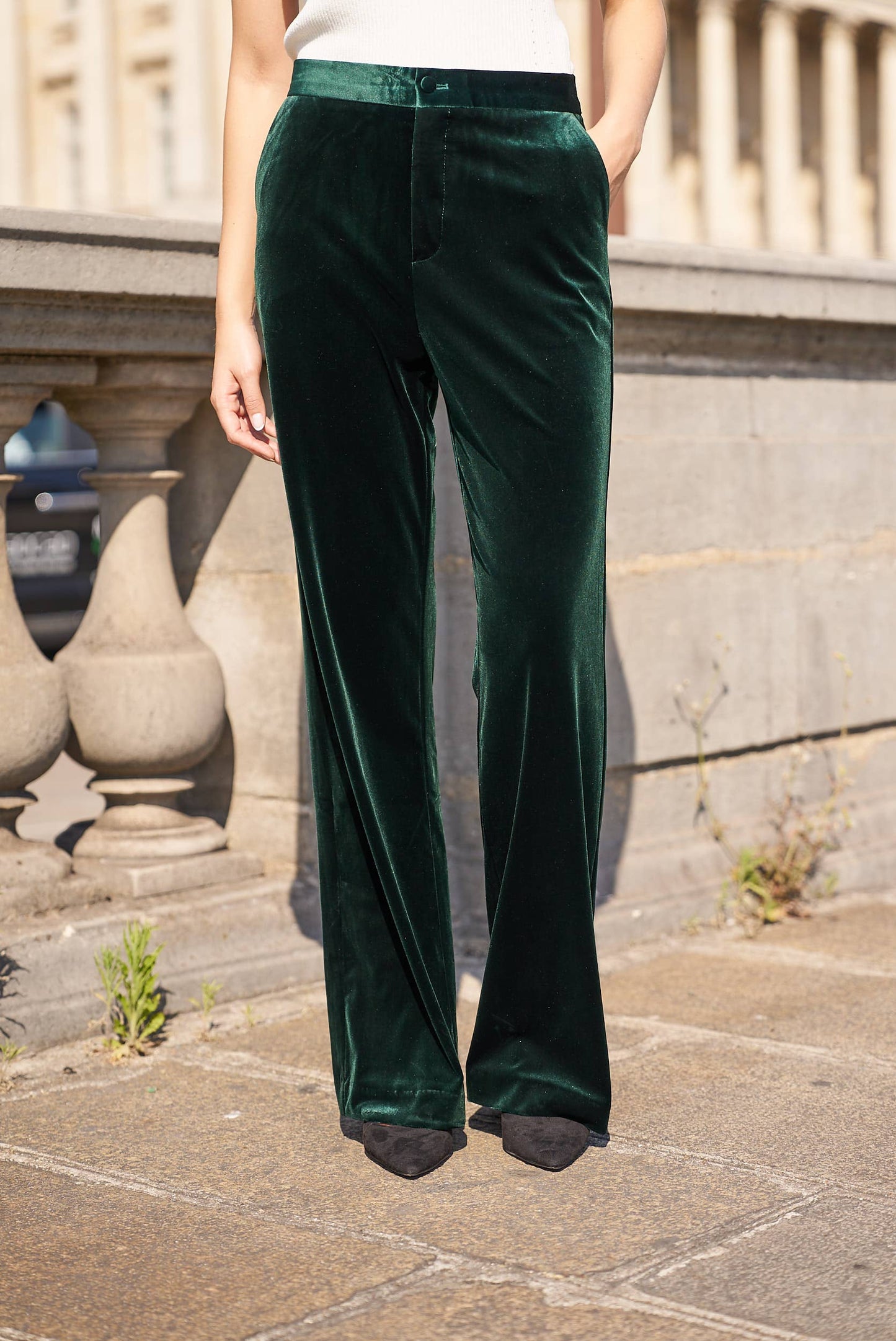 CHOKLATE PARIS - High-waisted straight-cut velvet trousers - P2228