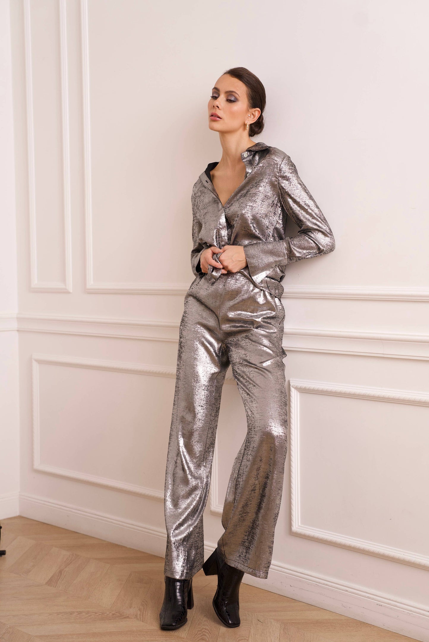 CHOKLATE PARIS - Metallic palazzo pants - CK08183-4